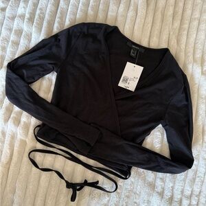 NWT Black Wrap Top